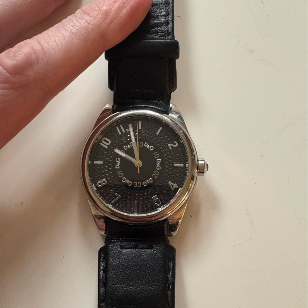 Dolce & Gabbana Black Leather Strap with Silver Buckle